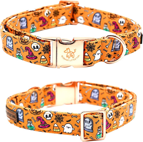 Elegant little tail Dog Collar, Fall Dog Collar Pumpkin Holiday Pet Collar Dog Halloween Dog Bow Collar Pet Durable Adjustable Girl Boy Dog Collar...