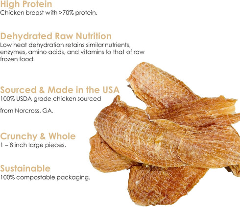 BLACK FOX Dehydrated Chicken Breast Dog Treats | 4 oz Single Ingredient | 100% USDA Grade Chicken Jerky | All Natural | Sustainable...