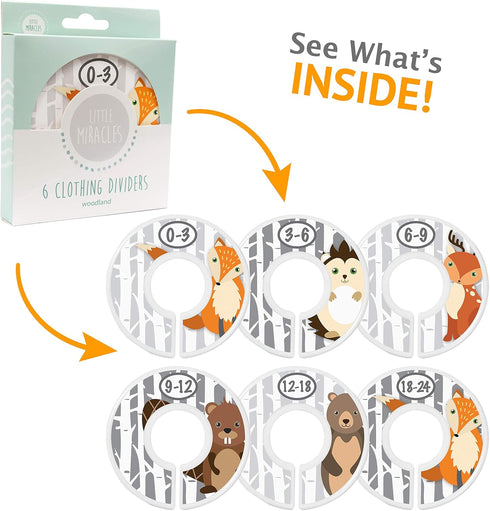 Baby Closet Size Dividers - Woodland Nursery Closet Dividers for Baby Clothes - Fox Deer Bear Hedgehog Beaver Nursery Decor - Baby Closet Dividers...