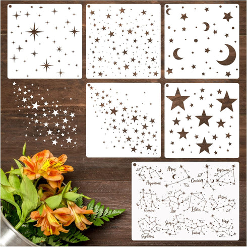 Star Stencils for Wall Painting Moon Twinkle Stars Stencil for Card Making Paint Reusable Star Zodiac Constellation Stencils for Walls Wood Burnin...