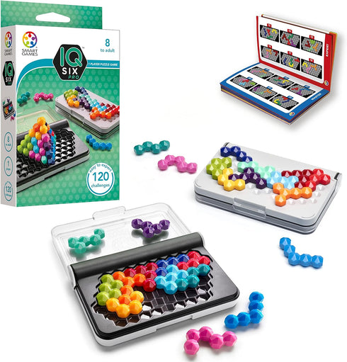 SmartGames IQ Six Pro Travel Game for Kids and Adults, a Skill-Building Brain Game - Brain Teaser for Ages 8 & Up, 120 Challenges in Travel-Friend...