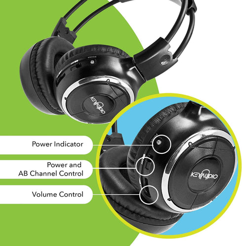 RP Accessories IR-2008B Infrared Wireless Headphones, 2-Channel Folding Universal Rear Entertainment System IR Headphone for Car TV and DVD Player...