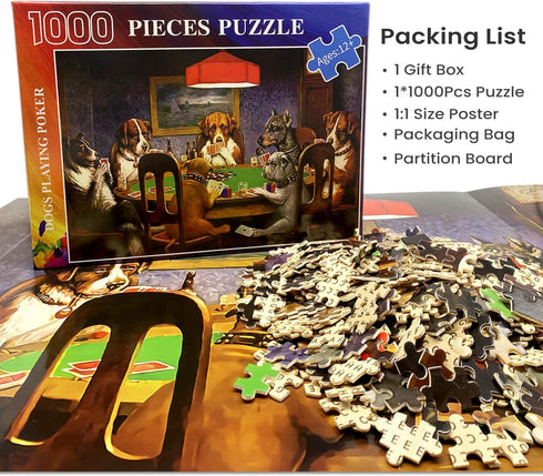 1000 Pieces Jigsaw Puzzles for Adults Wooden Jigsaw Puzzle 1000 Piece Adult Puzzle Children, Dogs Puzzles DIY Home Decor Wall Art Game Toy Gift fo...