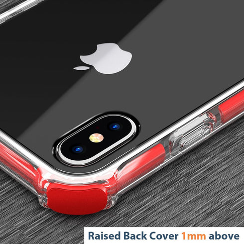 MATEPROX Compatible with iPhone Xs Max Case Clear Hybrid TPU Hard Cover with Thin Shockproof Bumper Protective Case (Red)...