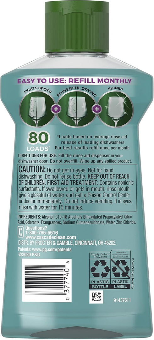Cascade Platinum Dishwasher Rinse Aid, 8.45 fl oz (Packaging May Vary)...