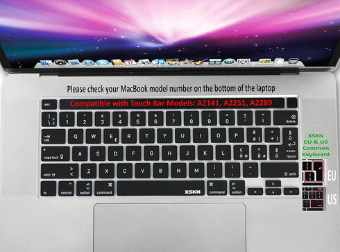 XSKN Italian Black Silicone Keyboard Cover Skin for 2019 New MacBook Pro 16 inch A2141 and 2020 New MacBook Pro 13.3 inch A2338 M1 A2251 A2289 wit...