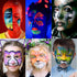 BOBISUKA Face Body Paint Palette Set, 24 Colors SFX Painting Makeup Kit + 10pcs Purple Artist Brushes, Large Black & White Pan, Neon Camo Oil Pain...