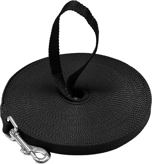 Downtown Pet Supply - Long Dog Leash - Dog Training Leash - Recall & Obedience Dog Training Tools - Nylon - 100 ft - Black Dog Leash...