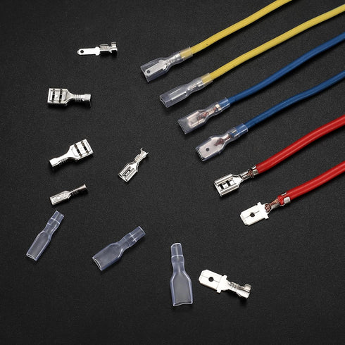 360 Pcs 2.8/4.8/6.3mm Male and Female Wire Spade Connectors, Quick Splice Electrical Wire Crimp Terminal Block Connectors with Insulating Sleeve K...