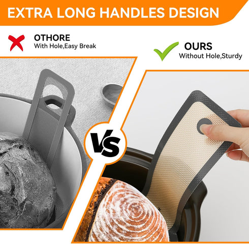 Silicone Bread Sling for Dutch Oven- Double Thickness Platinum Silicone –Reusable Non-Stick & Easy Clean Silicone Bread Baking Mat with Extra Long...