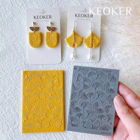 Keoker Pumpkin Polymer Clay Texture Sheets, Clay Texture Mat for Making Earrings Jewerly, Polymer Clay Earrings Tools (Fall texture sheet 1-3)...
