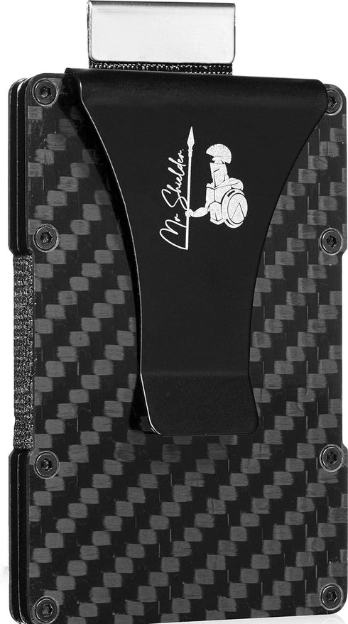 Carbon Fiber Wallet With Money Clip and Smart Pull-Out Strap for Ease of Use - Quick Card Access Card Holder Wallet - Wallet Clip - Slim Metal Wal...