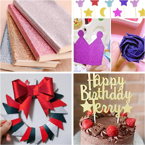 20 Sheets Pink Glitter Cardstock 8.5 x 11 Inches, Heavyweight 250gsm Premium Sparkling Card Stock Paper for Card Making DIY Craft Party Decoration...
