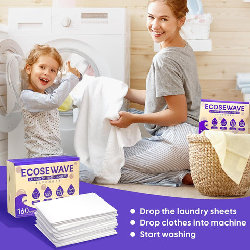 Laundry Detergent Sheets, 160 sheets, Lavender Scent, Hypoallergenic and Eco-Friendly Laundry Strip, Perfect for Travel Camping,Apartments, Dorms...
