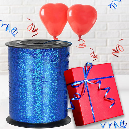 Blue Curling Ribbon, 500 Yard Glitter Blue Ribbon, Shiny Metallic Curling Ribbon for Gift Wrapping, Party Decoration, Balloon Ribbon, Balloon Stri...
