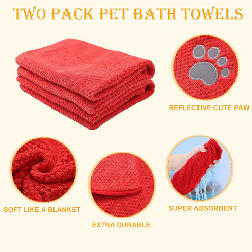 Dog Towels for Drying Dogs Two Pack Dog Bath Towel pet Towel Absorbent Microfiber Durable Prevent mud Dirty for Dogs Cats Small Animal Bathing Gro...