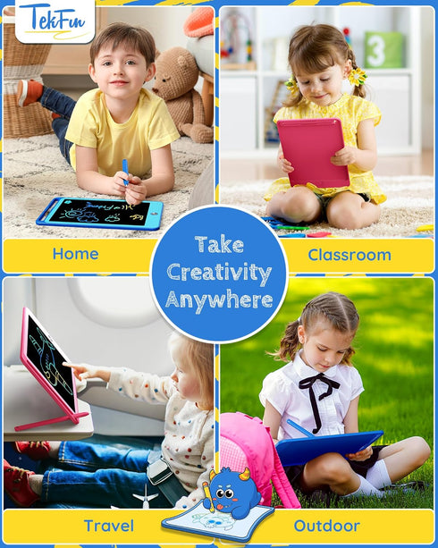 TEKFUN 2 Pack LCD Writing Tablet for Kids, 8.5 Inch Blue+Pink Doodle Board Drawing Board Drawing Tablet with Lanyard, Educational Kids Easter Todd...