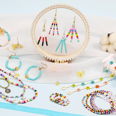 Bala&Fillic White Pearl 3mm Seed Beads About 3600pcs/100Grams in Bag, 8/0 Glass Craft Beads for Making Bracelet and Necklace (White Pearl)...
