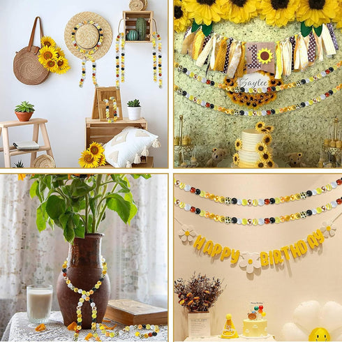 Stiesy 50 Pcs Sunflower Theme Chunky Bubblegum Beads Gumball Rhinestone Jumbo Plastic Beads Extender Chains Beading Wire for Crafts Jewelry Making...