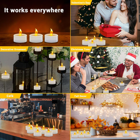 Tea Lights Battery Operated Candles LED Tea Lights Flameless Candles 200+ Hours Flickering Fake Tealights for Sweetest Day Wedding Home Decoration...