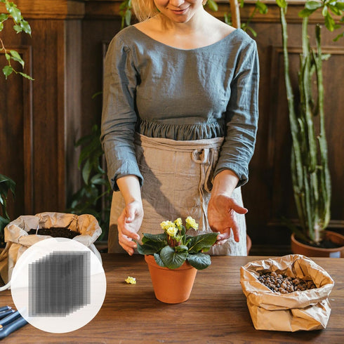 15 Pack Flower Pot Hole Mesh Pad, 11.8 * 7.8 Inch Bonsai Pot Mesh Plant Drainage Mesh Hole Screens Gasket Keep Soil from Flowing Away (Black)...