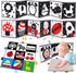 2 PCS Black and White High Contrast Baby Toys 0-6 Months Soft Crinkle Book for Early Education Montessori Sensory Toys for Newborn Brain Developme...