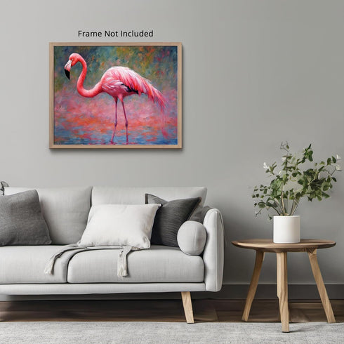 Posterizer 1 pcs- pretty pastel pink flamingo in nature-Art for Animal Lovers-Landscape & Nature Art- Living Room Bedroom Decor- unframed wall art...
