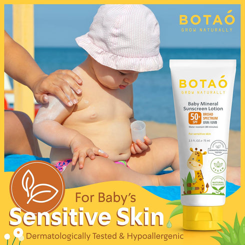 Baby 100% mineral Zinc Oxide baby sunscreen – safe natural sunblock lotion for babies: SPF50 Broad Spectrum UVA UVB,For sensitive skin Baby Face B...