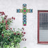Floral Cross Wall Decor Hand Painted Decorative Inspirational Wooden Cross Mexican Art Wall Decor Mexican Crucifix for Home Room Church Decoration...