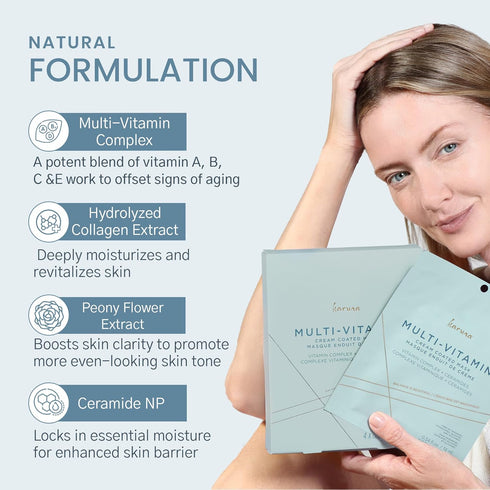 Karuna - MULTI-VITAMIN Face Masks Skincare Must-Have, Cream-Coated Vitamin-Rich Facial Masks, 1 Collagen Mask Pack...