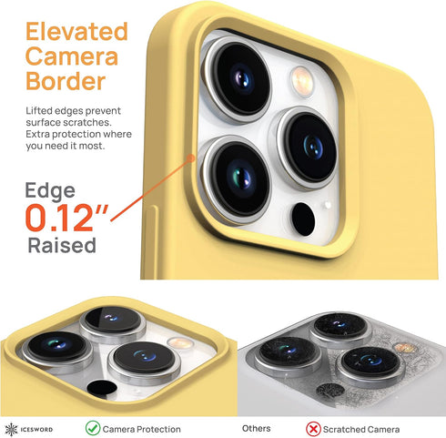 IceSword iPhone 13 Pro Max Case Yellow (2021), Liquid Silicone Slim Protective Phone Case, Soft Anti-Scratch Microfiber Lining, Matte Bright Lemon...