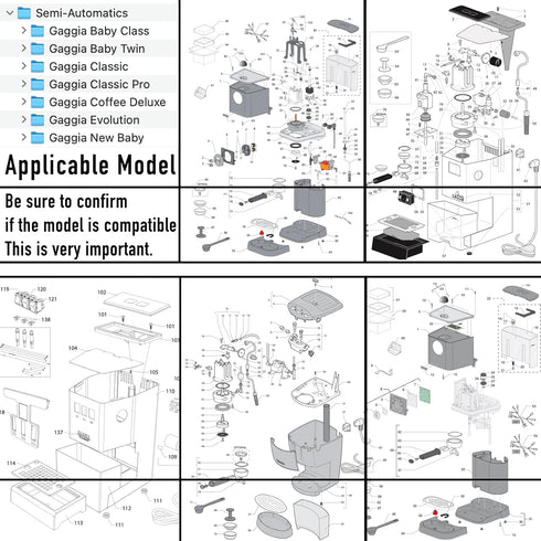 The O-Ring Repair Kits use to Solve The Leakage Problem of GAGGIA Semi Automatics Series Coffee Machines...