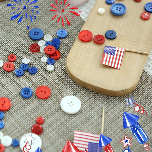 350-400 PCS 4th of July Buttons Ornament,Assorted Sizes Round Resin Buttons for Crafts Sewing Scrapbooks (Blue/red/White)...