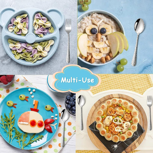 TeamFar Child Utensils, Stainless Steel Kids Silverware Children Spoons & Forks for Self Feeding at Home & Preschool, Healthy, Mirror Polished & H...
