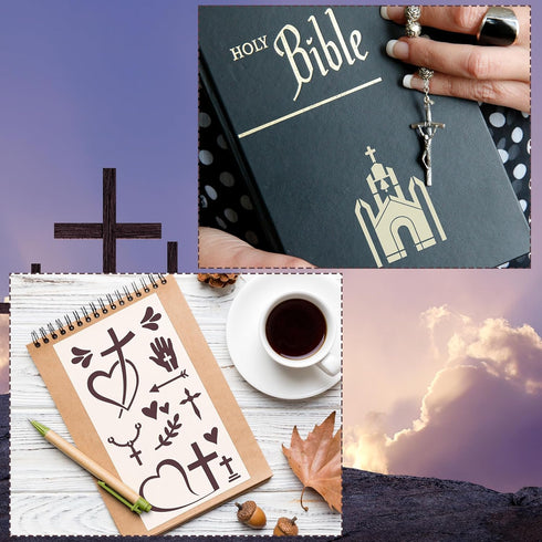 16 Pack Journaling Stencils, Christian Stencil for Journal Diary Scrapbook Notebook Decor, Reusable Planner Bullet Journaling Stencils, Plastic Or...