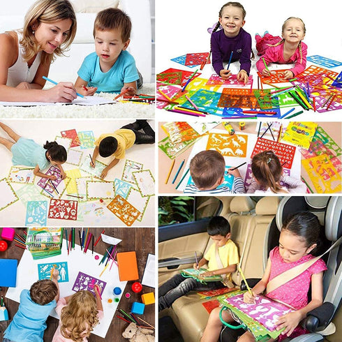 Stencil Drawing Kit for Kids, 25 Pcs Plastic Drawing Stencils with 400+ Shapes, Great Birthday Gift for Boy Girl...
