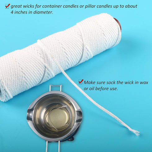MILIVIXAY 45ply Square Braided Candle Wick Bundle:200 Foot Spool Cotton Wicks, 200 pcs Candle Wick Sustainer Tabs(Dia:0.75"(19.0mm)), 200pcs Wick ...