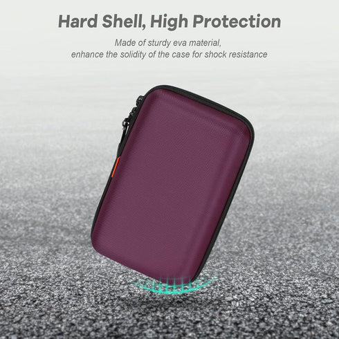 GLCON Deep Purple Carrying Case Hard Storage Case Electronics Organizer Tech Pouch for Hard Drive, Power Bank, Cell Phone, Charger Enclosure - Por...