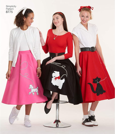 Simplicity 8775 Women's 1950's Vintage Rockabilly Poodle Skirt Sewing Pattern, Sizes 6-12...