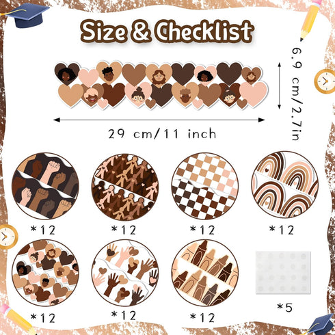 82ft Back to School Diversity Bulletin Board Borders Set Equality Growth Skin Tone Hands Hearts Border Trim for School Classroom Sunday School Off...