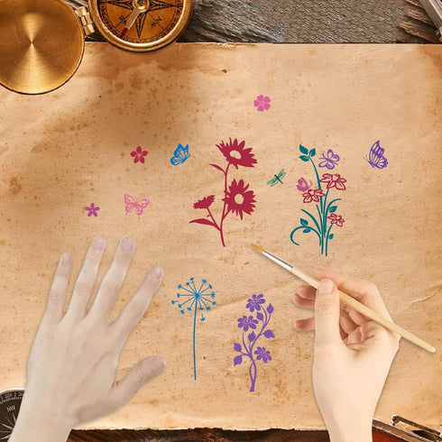 CRASPIRE Flower Clear Stamps Butterfly Tulip Plant Dragonfly Reusable Background Postmark Transparent Silicone Stamp Seals for Journaling Card Mak...