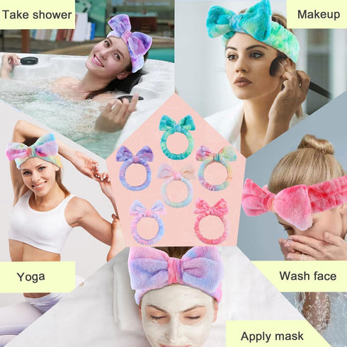 WSYUB Skincare Headband, Spa Headband, Makeup Headband, Headband for Washing Face, Gift for Teen Girls, 6pcs, Tie Dye Color Microfiber Headband, E...