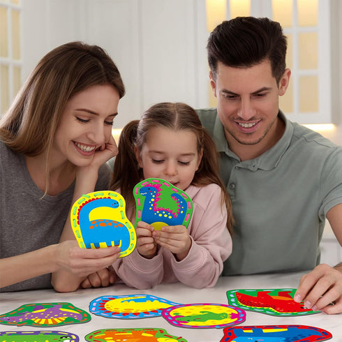 9 Pieces Kids Lacing Cards, Double Sided Sewing Cards in 9 Dinosaurs with 9 Colorful Laces, Imagination Development Lacing Toys Games for Children...
