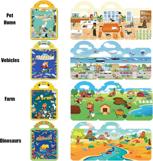 3D Puffy Sticker Play Set: Vehicle, Farm, Dinosaur and Pet, Reusable Sticker Book for Kids 2-4, Sticker Toys for Toddlers 1-3, Birthday Gifts Educ...