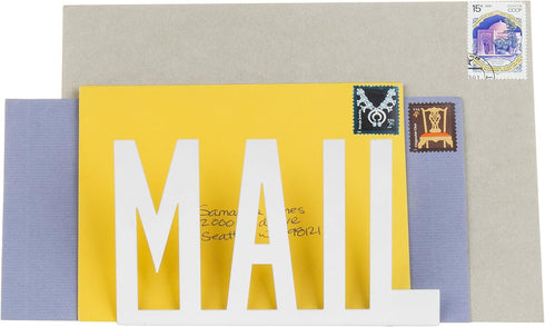 MyGift Modern White Metal Mail Holder Countertop Organizer with Cutout MAIL Lettering Design, Office Desktop Envelope and Document Storage Rack...