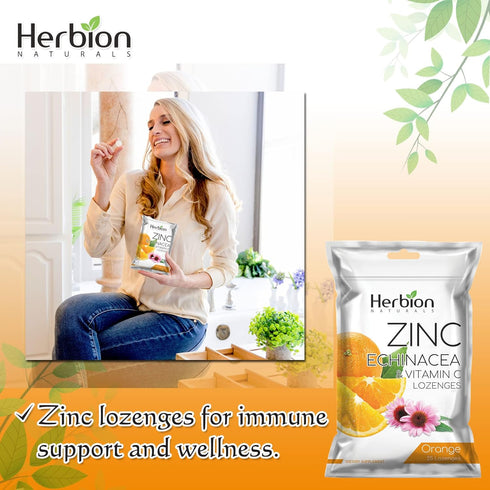 Herbion Naturals Zinc, Echinacea & Vitamin C Lozenges with Natural Orange Flavor - 25 CT – Dietary Supplement – Supports Immune System – Promotes ...