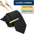 Clip on Ties for Men, 2 Pcs Black Clip on Tie & Tie Clips Set, 20 Inches Premium Solid Color Clip Ties for Men...