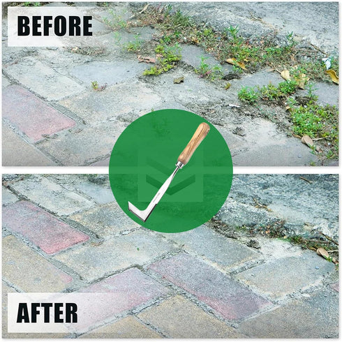 2 Pack Uprooting Weeding Tool, Gardening 4 Claw Hand Weed Remover Tool and L-Shape Manual Grass Removal Set, Manganese Steel Weeder Puller for Law...