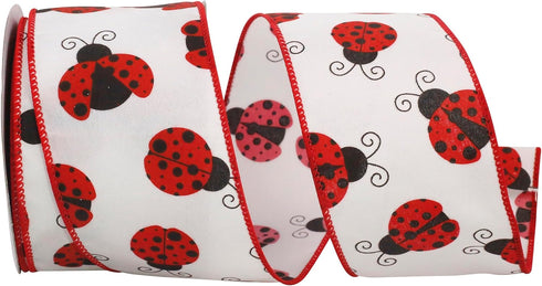 Reliant Ribbon Ladybug Place We Rd Ribbon, 2-1/2 Inch X 10 Yards, White...