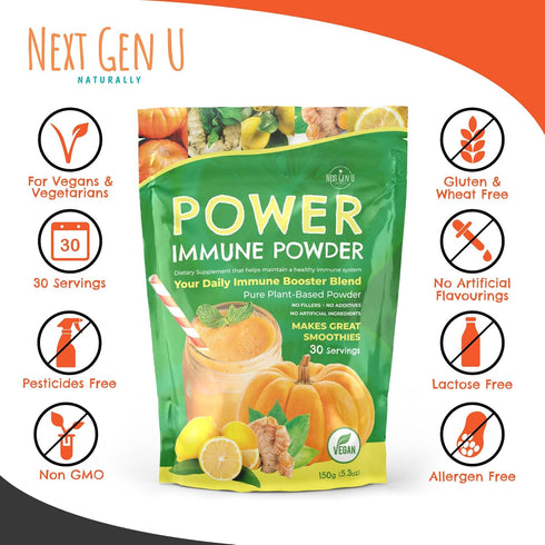 Immune Support Supplement Powder 150g, Superfood Booster for Adults, Natural Immunity Defense Daily Drink Mix for Women & Men, Plant - Based, Vega...